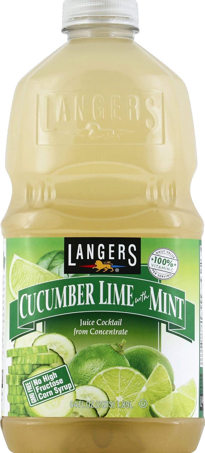 Langers Cucumber Lime with Mint Juice Cocktail from Concentrate, 100% Daily Value Vitamin C, No High Fructose Corn Syrup, 64 fl oz (2 QT) Bottle
