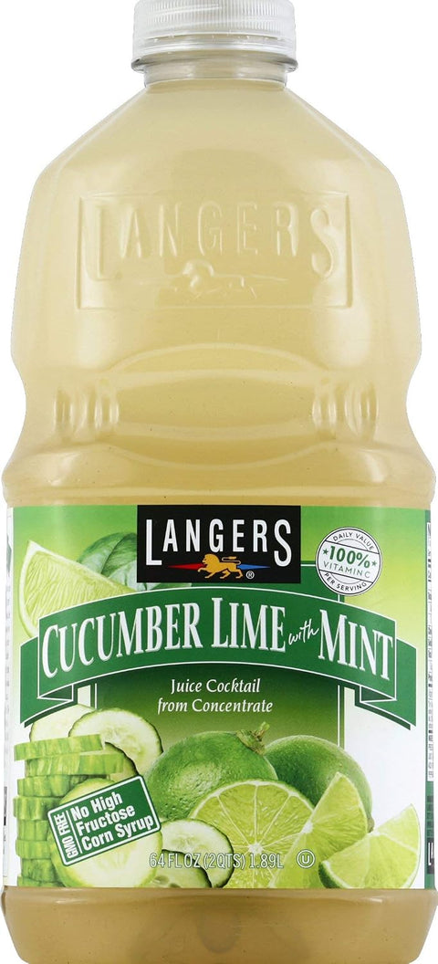 Langers Cucumber Lime with Mint Juice Cocktail from Concentrate, 100% Daily Value Vitamin C, No High Fructose Corn Syrup, 64 fl oz (2 QT) Bottle