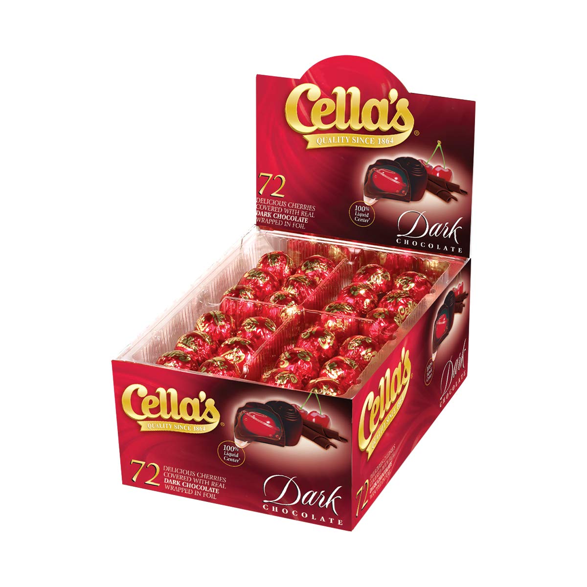 Cella's Dark Chocolate Covered Cherries, Foil Wrapped, 72 Count Box