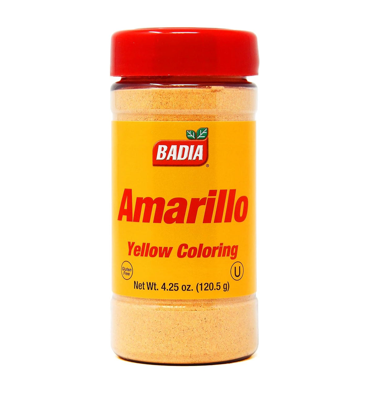 Colorante amarillo Badia Amarillo, sin gluten, kosher, para arroz amarillo, sopas, guisos y salsas, frasco dosificador de 4.25 oz