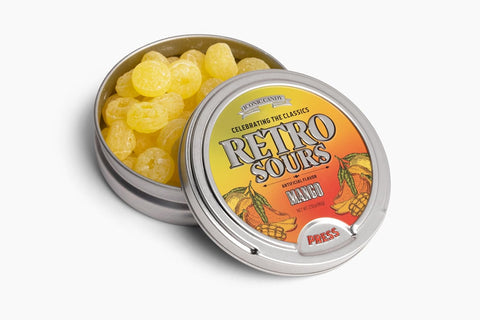 Iconic Retro Sours Candy, 60g Tin, 8-Pack, Sour Hard Candy, Retro Candy