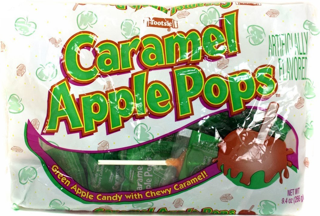 Tootsie Caramel Apple Pops, Green Apple Lollipops with Chewy Caramel, Individually Wrapped, 9.4 oz Bag