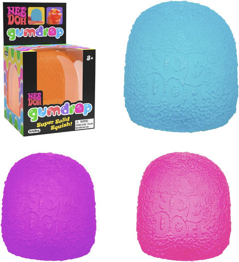 Schylling NeeDoh Gumdrop Sensory Squeeze Toy, Textured Fidget Toy with Super Solid Squish, 2.5-Inch, Pack of 1, Colors May Vary