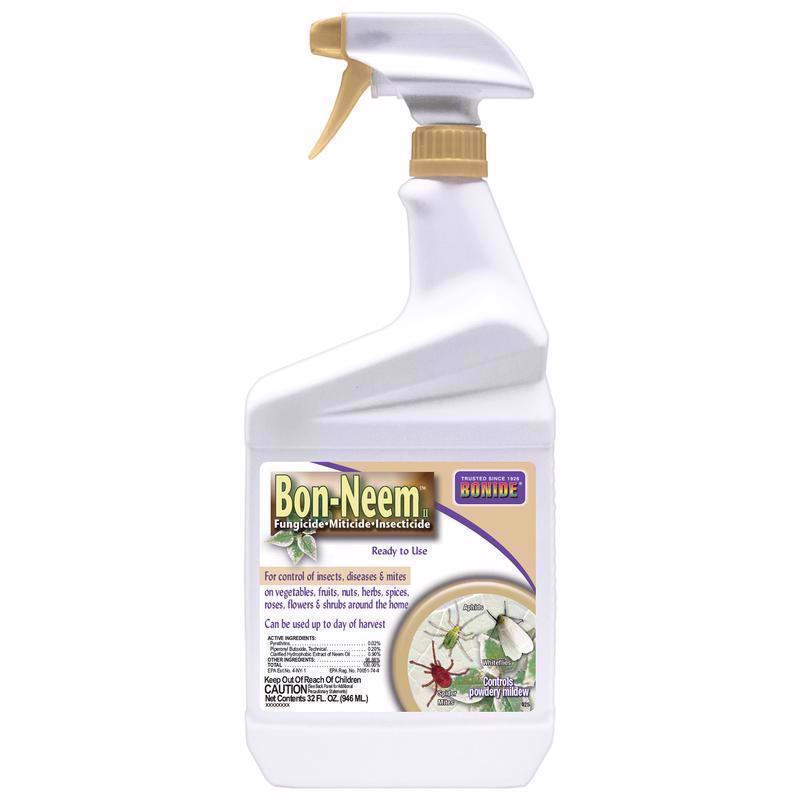 Bonide Bon-Neem II Organic 3 in 1 Garden Insect Spray Liquid 32 oz (Pack of 12)