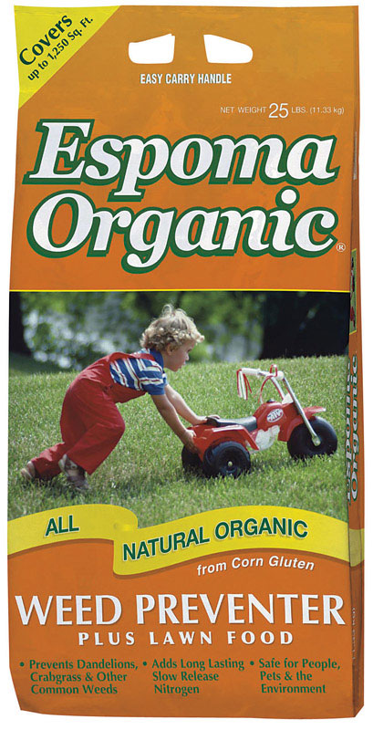 Espoma Organic Prevención de malezas y fertilizante para césped para todo tipo de pastos 1250 pies cuadrados