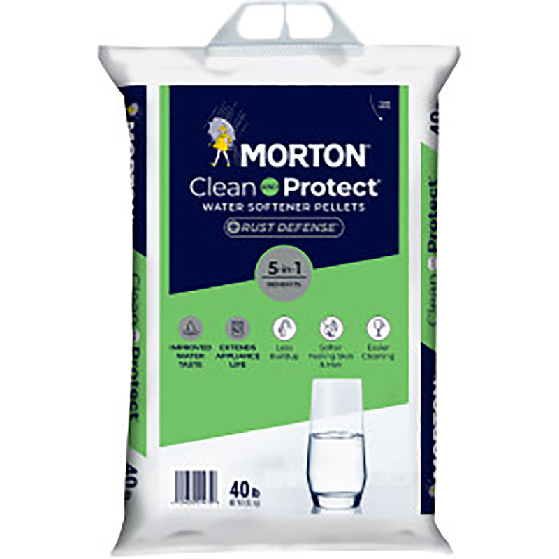 Pellets de sal para ablandador de agua con eliminador de óxido Morton, 40 lb