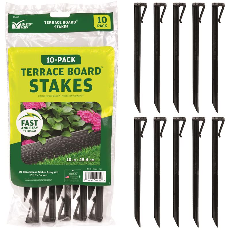 Kit de estaca de plástico negro Master Mark Terrace Board de 10 pulg. de alto