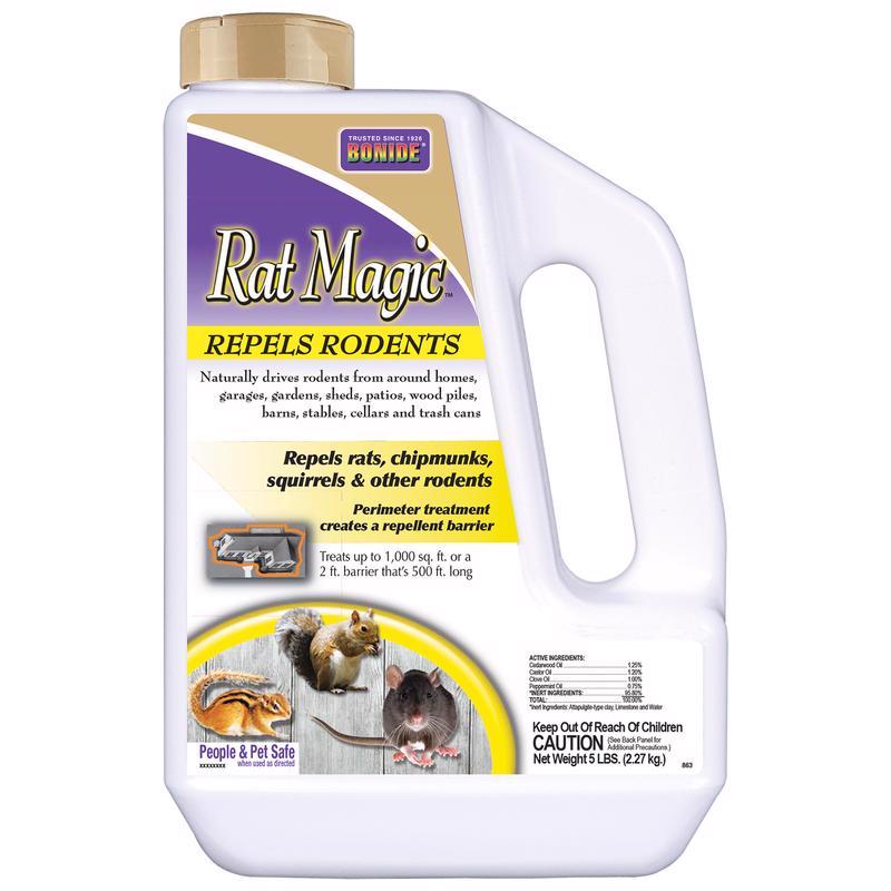 Gránulos repelentes de animales Bonide Rat Magic para roedores, 5 lb