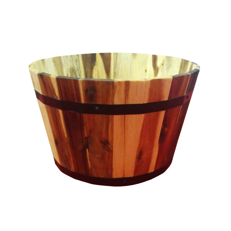 Productos de madera real 9,5 pulg. de alto x 16 pulg. de ancho x 16 pulg. de profundidad Barril tradicional de madera natural