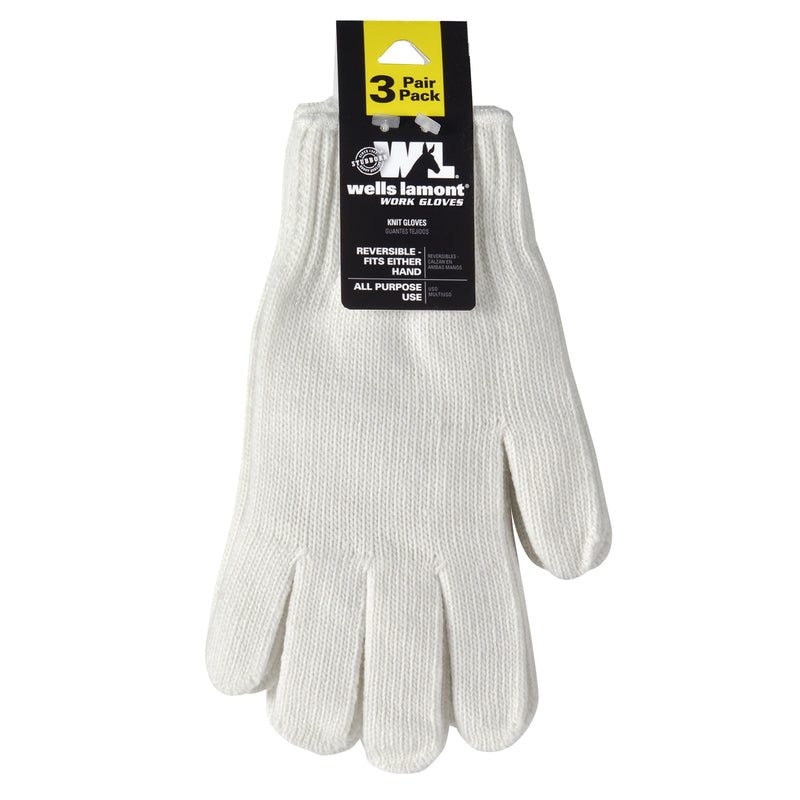Guantes de trabajo reversibles para hombre Wells Lamont, blancos, talla L, paquete de 3