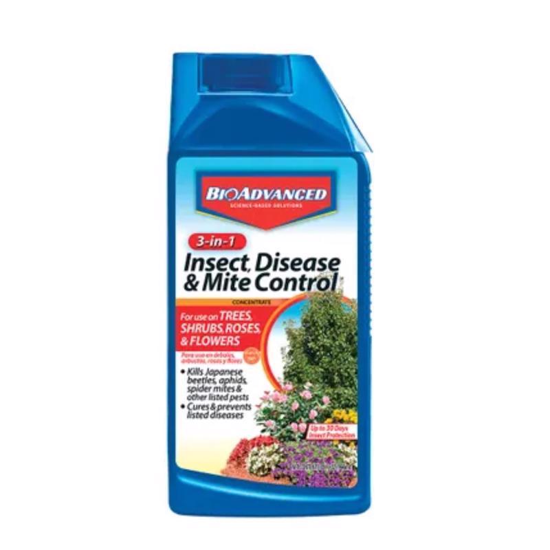 BioAdvanced Concentrado 3 en 1 para Control de Insectos, Enfermedades y Ácaros 32 oz