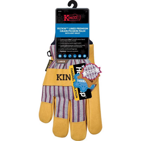 Kinco Men's Outdoor Knit Wrist Work Gloves Yellow L 1 pair