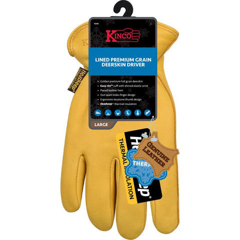 Kinco Men's Indoor/Outdoor Driver Gloves Gold L 1 pair
