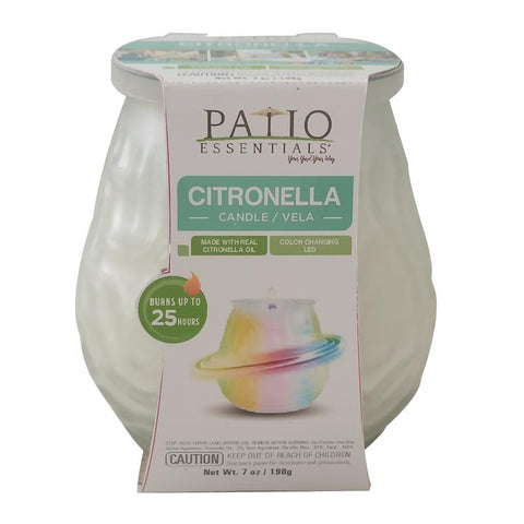 Patio Essentials Citronella Candle with LED Light 7.1 oz (Pack of 12)