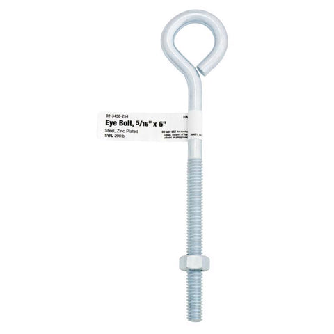 Hampton 5/16 in. X 6 in. L Zinc-Plated Steel Eyebolt Nut Included (Pack of 10)