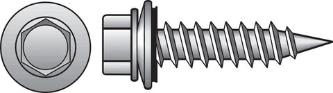 HILLMAN No. 10 Ga. X 2 in. L Hex Hex Head Screws w/Washers 1 pk