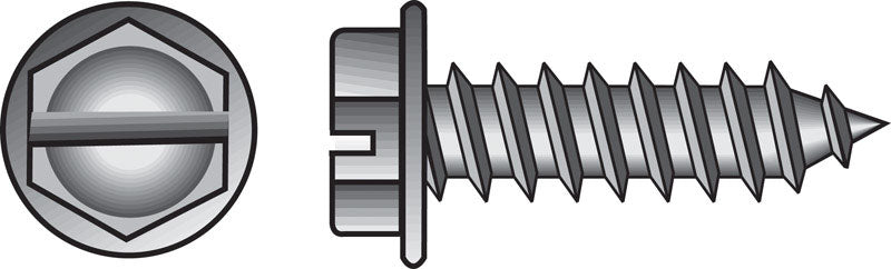 HILLMAN No. 10 Ga. X 2 in. L Slotted Hex Washer Head Sheet Metal Screws 1 pk