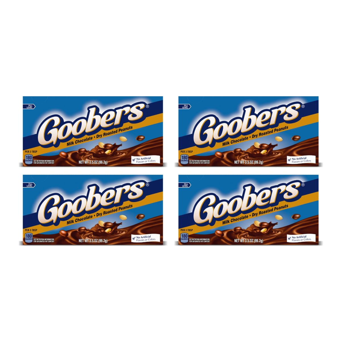 Goobers Milk Chocolate Covered Dry Roasted Peanuts, No Added Artificial Flavors or Colors, 3.5 oz Theater Box (Pack of 4)