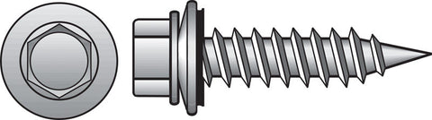 HILLMAN No. 10 Ga. X 1 in. L Hex Hex Head Screws w/Washers 1 pk