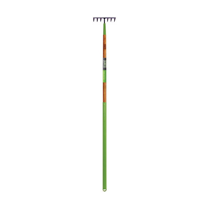 Ames 50.5 in. 7 Tine Steel Level Rake Wood Handle