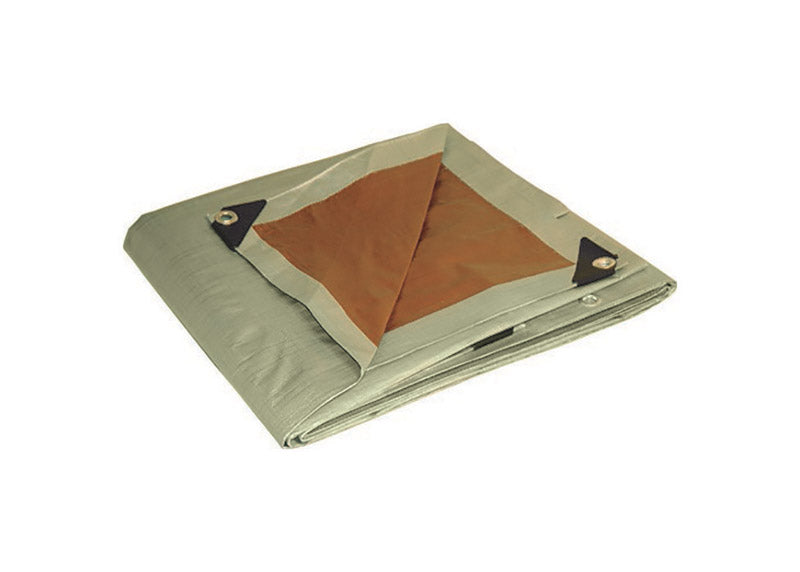 Lona reversible de polietileno de alta resistencia Foremost Dry Top, 20 pies de ancho x 16 pies de largo, marrón/plata