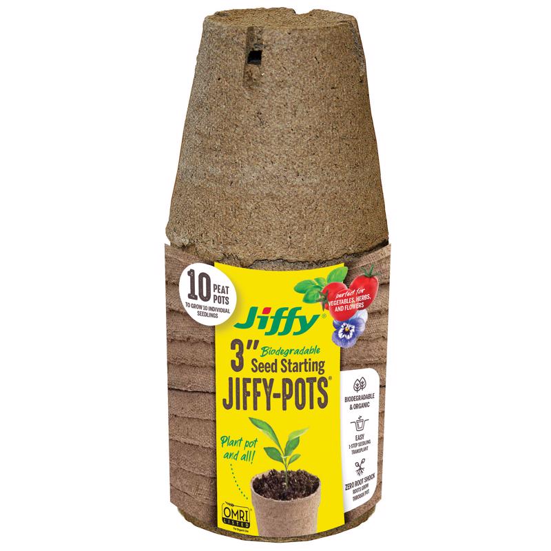 Jiffy 3 in. H Seed Starting Peat Pot 10 pk (Pack of 37)