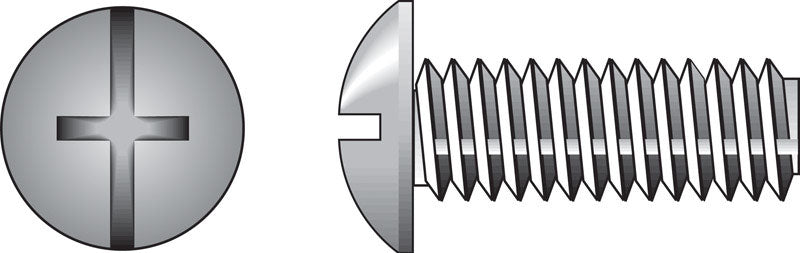 HILLMAN Tornillos de máquina de acero galvanizado con cabeza de varilla combinada, calibre 8-32, 1 pulg. de largo, paquete de 100
