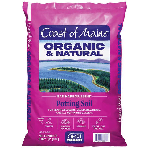 Sustrato orgánico para macetas Coast of Maine Bar Harbor Blend, para flores y plantas, 8 cuartos de galón
