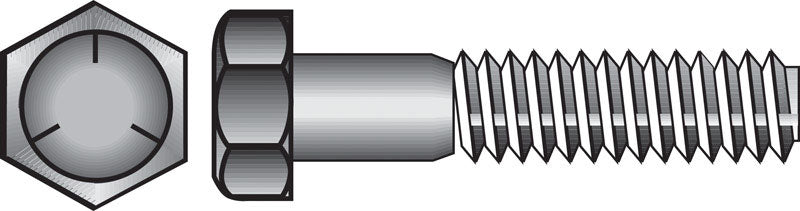 HILLMAN Tornillo de cabeza hexagonal de acero zincado tratado térmicamente, 1/4 pulg. de diámetro x 2-1/4 pulg. de largo, paquete de 100