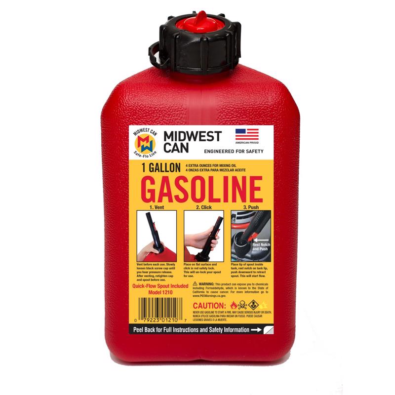 Bidón de gasolina Midwest Can de HDPE de 1 gal con boquilla de flujo rápido