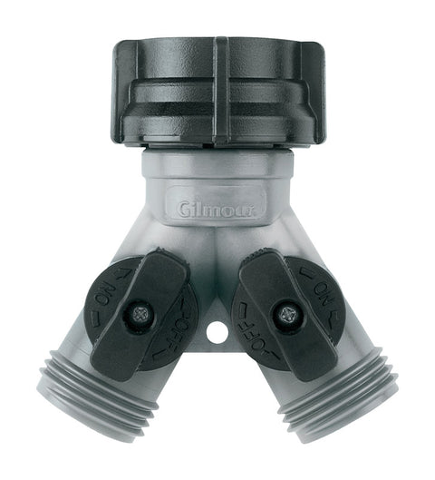 Gilmour Polymer Threaded 2 Male/1 Female Y-Hose Connector with Shut Offs (Pack of 12)