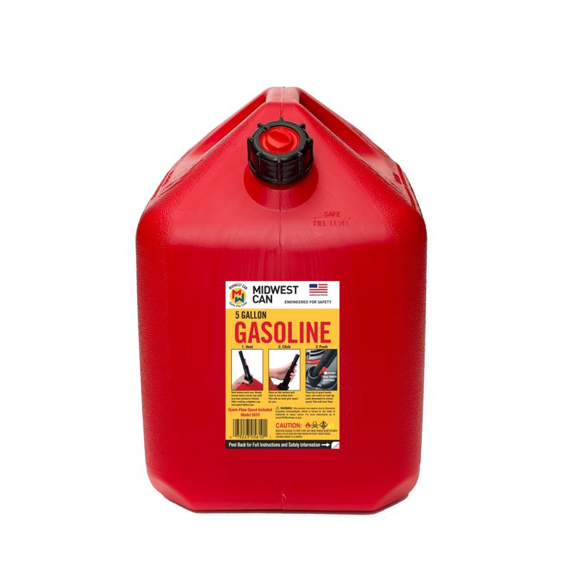 Midwest Can Quick Flow Spout HDPE Gas Can 5 gal (Pack of 4)