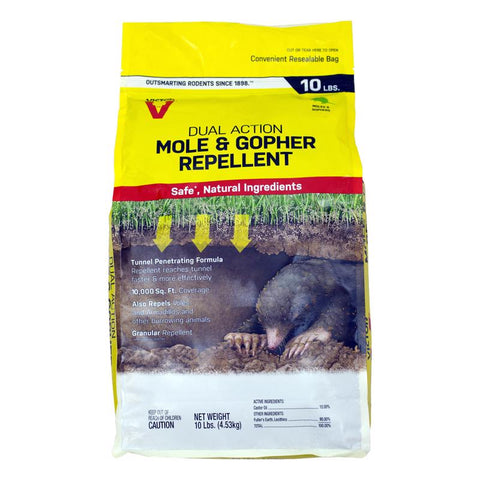 Granulado repelente de animales de doble acción Victor para topo y topos de 10 lb