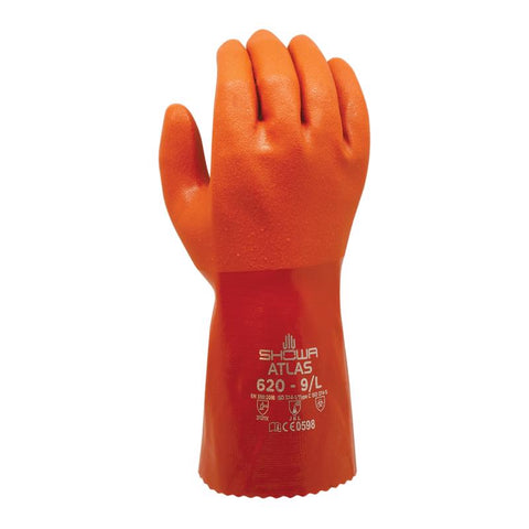 SHOWA ATLAS 620 Unisex Indoor/Outdoor Chemical Gloves Orange L 1 pair