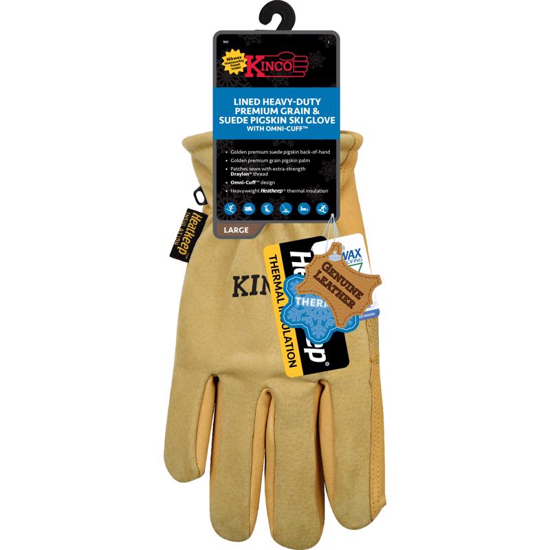 Kinco M Pigskin Leather Cold Weather Black/Gold Ski Gloves