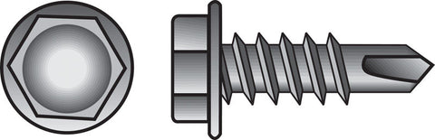 HILLMAN No. 10-16 Ga. X 1-1/4 in. L Hex Hex Washer Head Self-Drilling Screws 100 pk