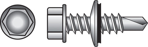 HILLMAN No. 12 Ga. X 2 in. L Hex Hex Washer Head Self-Drilling Screws 100 pk