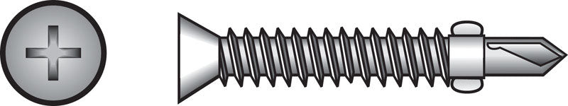 HILLMAN No. 10 Ga. X 1 in. L Phillips Wafer Head Self-Drilling Screws w/Wings 100 pk