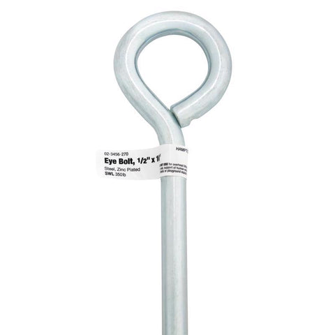 Hampton 1/2 in. X 10 in. L Zinc-Plated Steel Eyebolt Nut Included (Pack of 5)