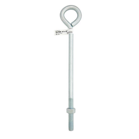 Hampton 1/2 in. X 12 in. L Zinc-Plated Steel Eyebolt Nut Included (Pack of 5)