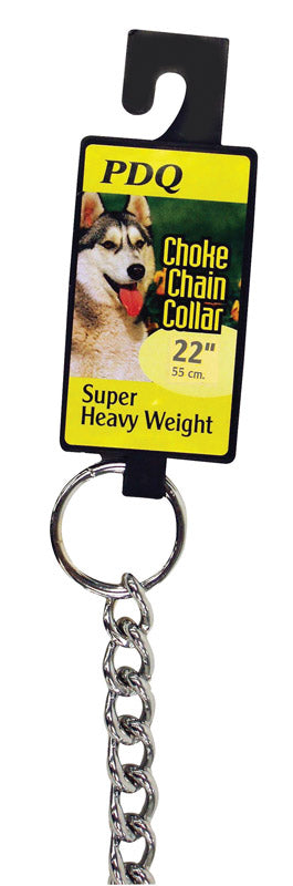 PDQ Silver Chain Steel Dog Collar Large/X-Large