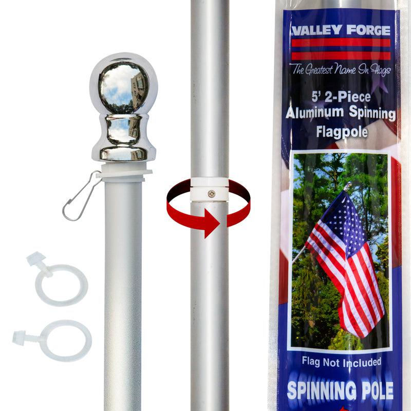 Valley Forge Astillete de bandera de aluminio cepillado de 5 pies de largo