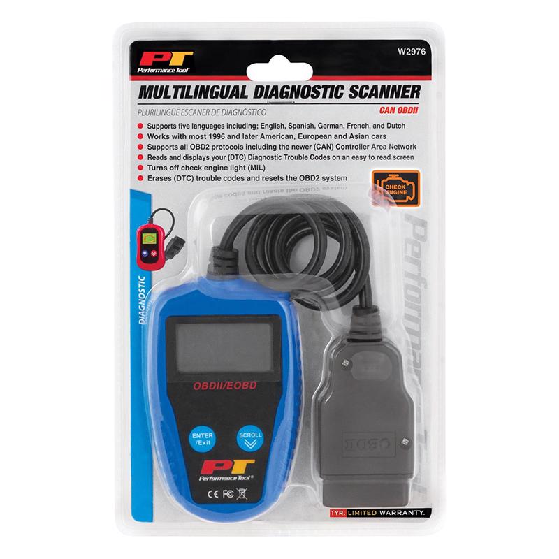 Herramienta de rendimiento OBDII, escáner de diagnóstico automotriz multilingüe de 1 pieza