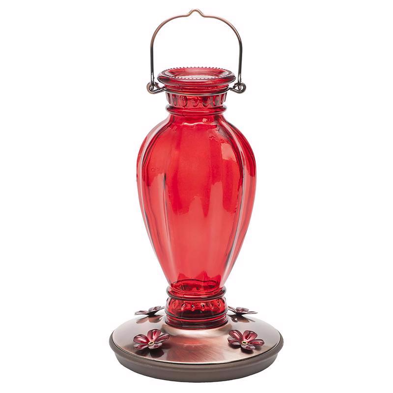 Perky-Pet Hummingbird 18 oz Glass Daisy Vase Vintage Nectar Bird Feeder 4 ports (Pack of 2)