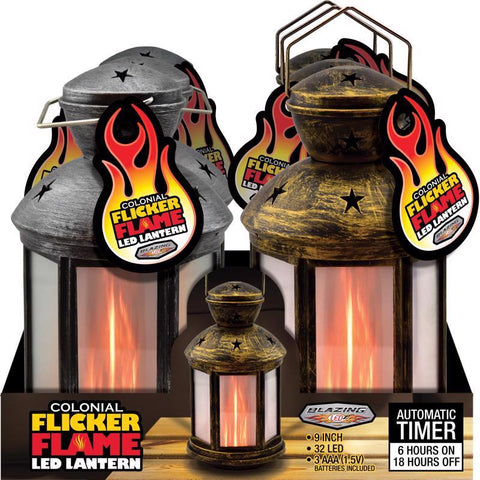 Blazing LEDz 8.5 in. Plastic Colonial Flicker Flame Assorted Flameless Lantern (Pack of 6)