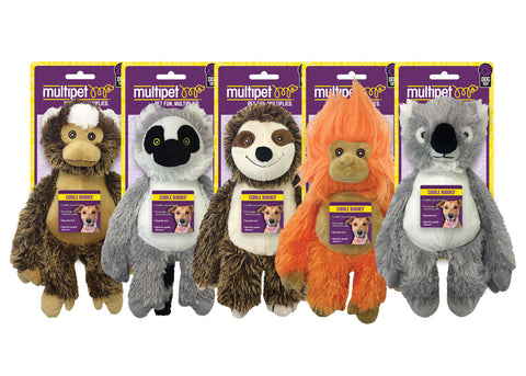 Multipet Bark Buddies For Dog Assorted Polyester Squeaky Dog Toy Medium 1 pk (Pack of 12)