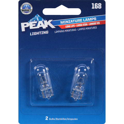 Bombilla automotriz miniatura incandescente Peak para indicador 168