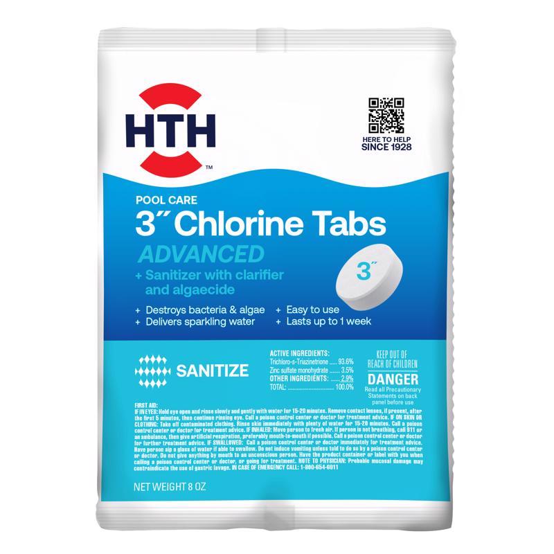 HTH Pool Care 3" Tablet Chlorinating Chemicals 8 oz (Pack of 24)