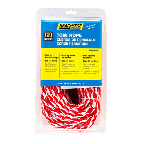 Seachoice 60 ft. L Red/White Braided Polypropylene Tow Rope