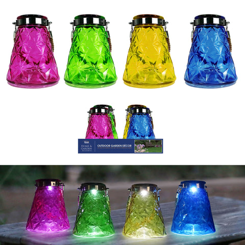 Trampa solar texturizada de vidrio Alpine de 7 pulgadas para avispas con luces LED, farol colgante solar surtido (paquete de 8)